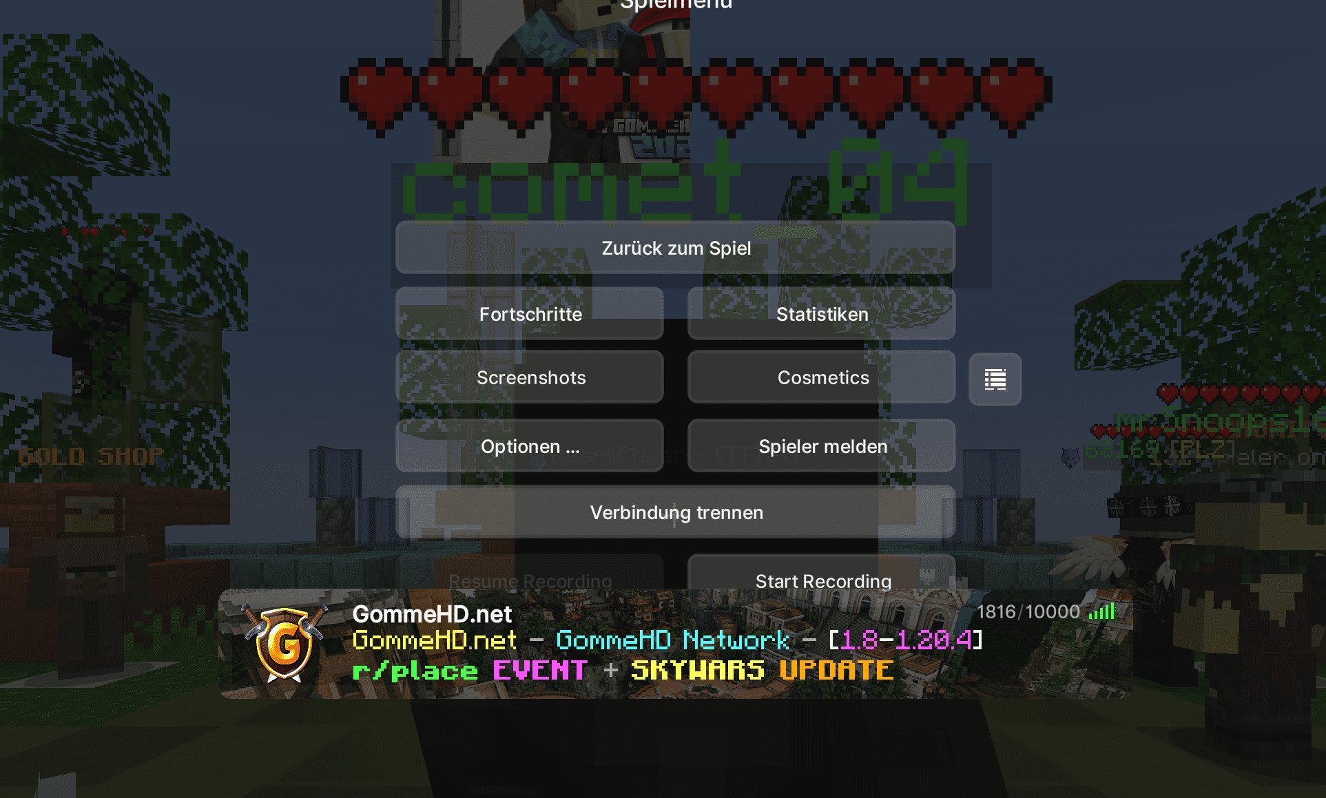 Server info does not respect additional buttons | LabyMod Idea