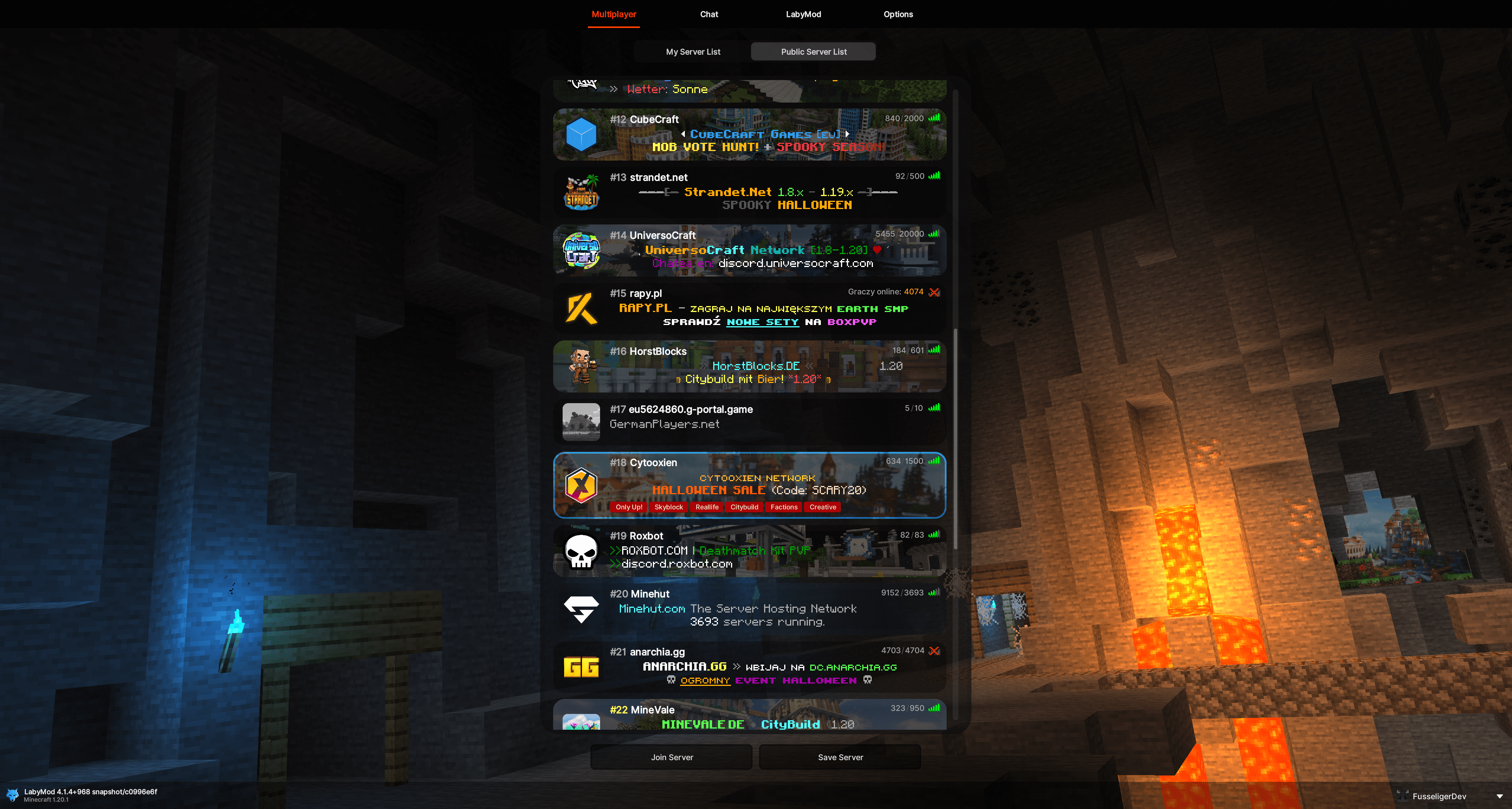 Adjust background to selected server | LabyMod Idea