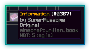 Information when hovering over the book